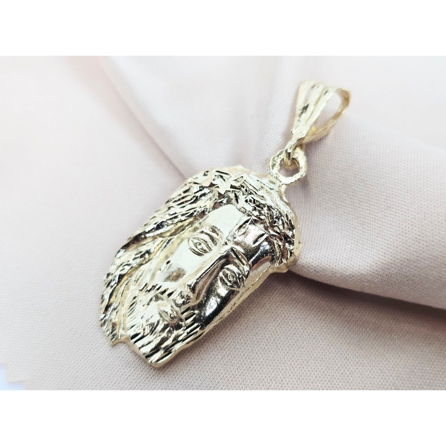 14K Yellow Gold Religious Jesus Head Charm Pendant