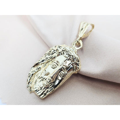 14K Yellow Gold Religious Jesus Head Charm Pendant