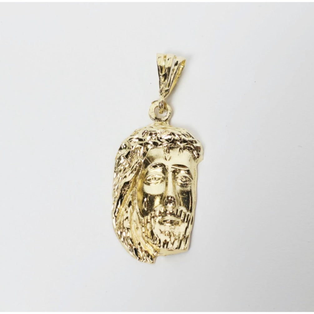 14K Yellow Gold Religious Jesus Head Charm Pendant