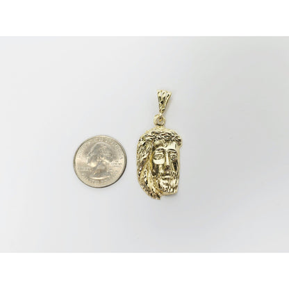 14K Yellow Gold Religious Jesus Head Charm Pendant