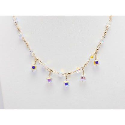 10K Yellow Gold Crystal Link Chain Necklace