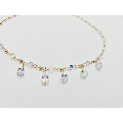 10K Yellow Gold Crystal Link Chain Necklace