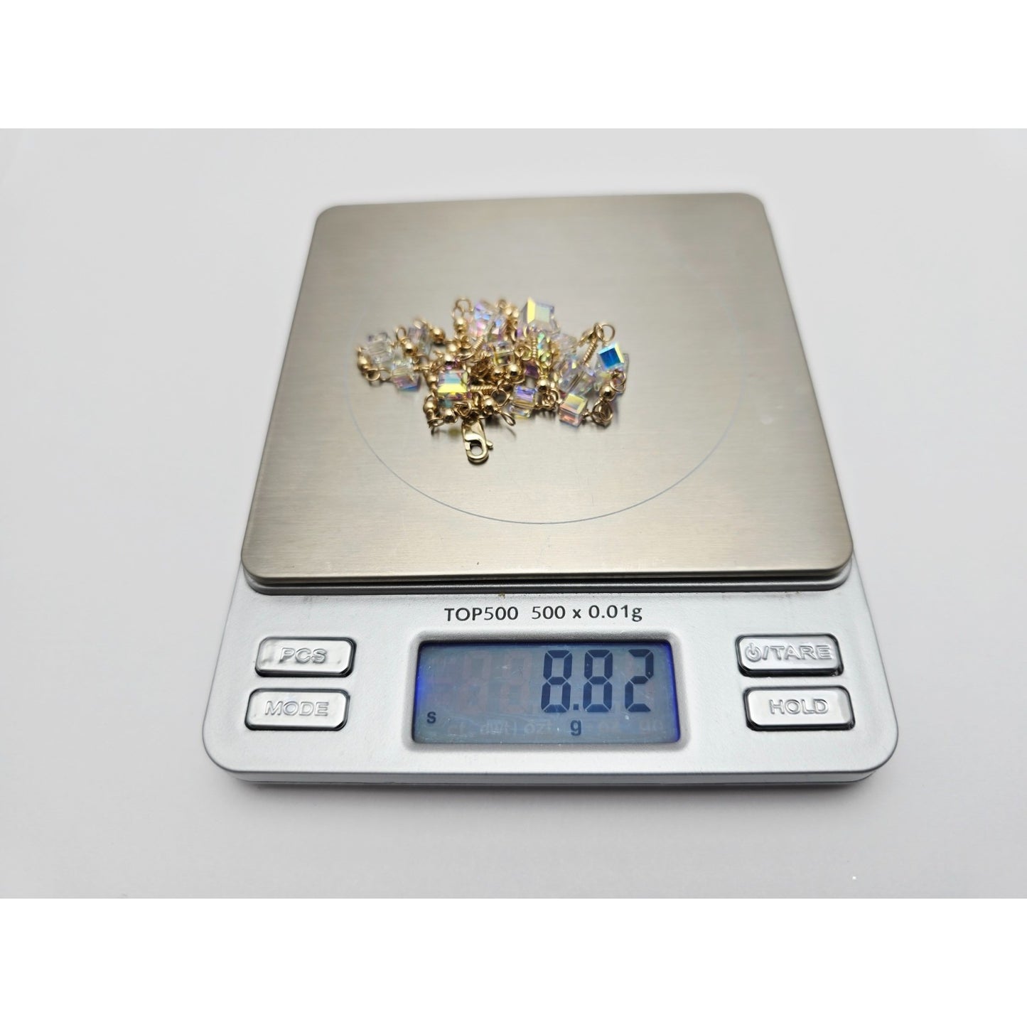 10K Yellow Gold Crystal Link Chain Necklace