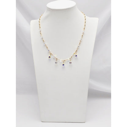 10K Yellow Gold Crystal Link Chain Necklace