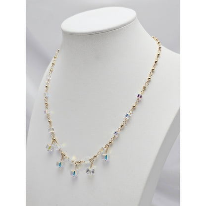 10K Yellow Gold Crystal Link Chain Necklace