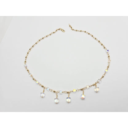 10K Yellow Gold Crystal Link Chain Necklace