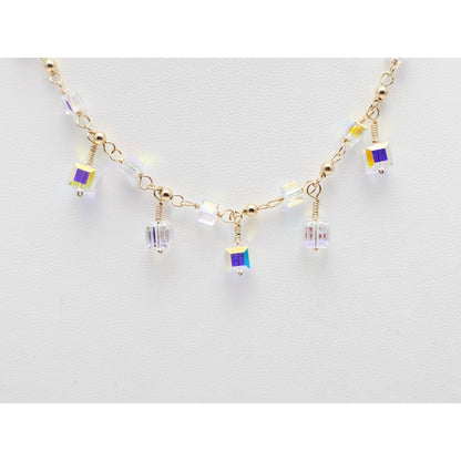 10K Yellow Gold Crystal Link Chain Necklace