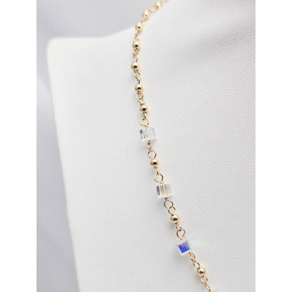 10K Yellow Gold Crystal Link Chain Necklace