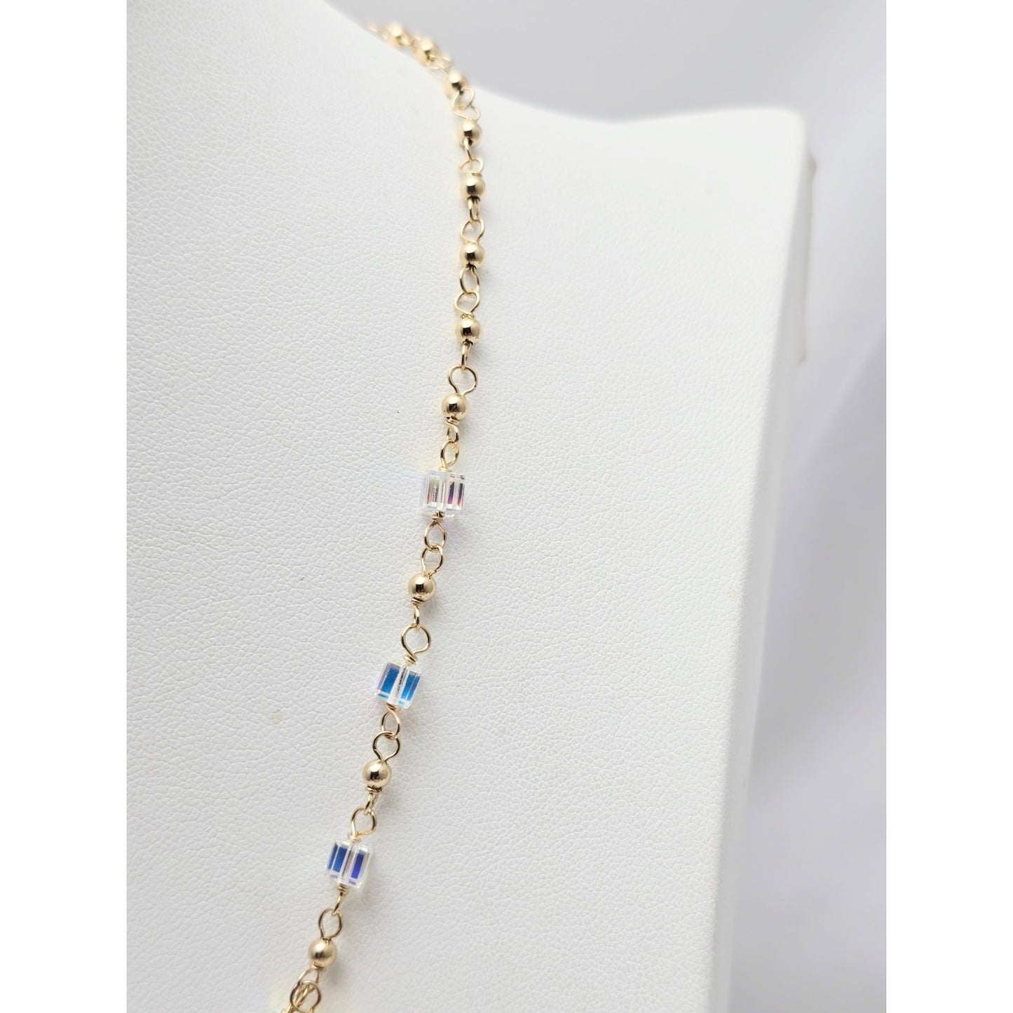 10K Yellow Gold Crystal Link Chain Necklace