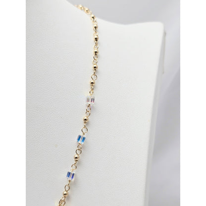 10K Yellow Gold Crystal Link Chain Necklace
