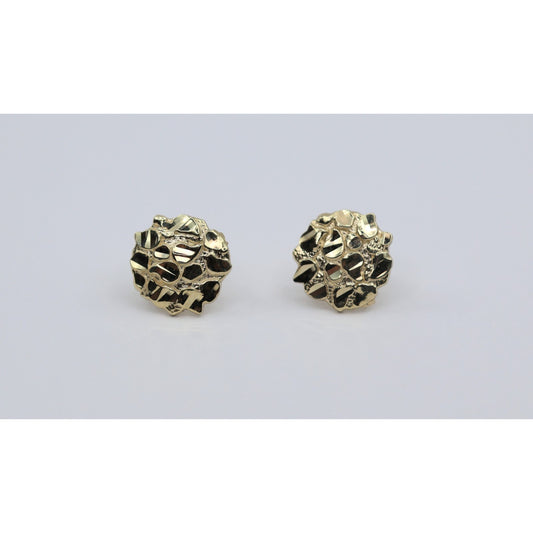 10K Yellow Gold Round Shaped Nugget Stud Earrings