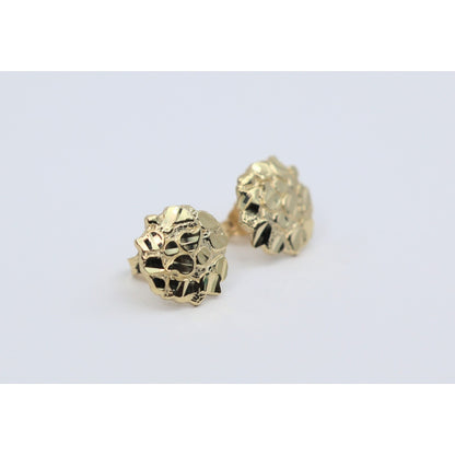 10K Yellow Gold Round Shaped Nugget Stud Earrings