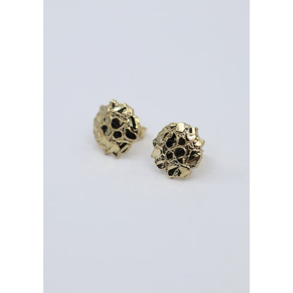 10K Yellow Gold Round Shaped Nugget Stud Earrings