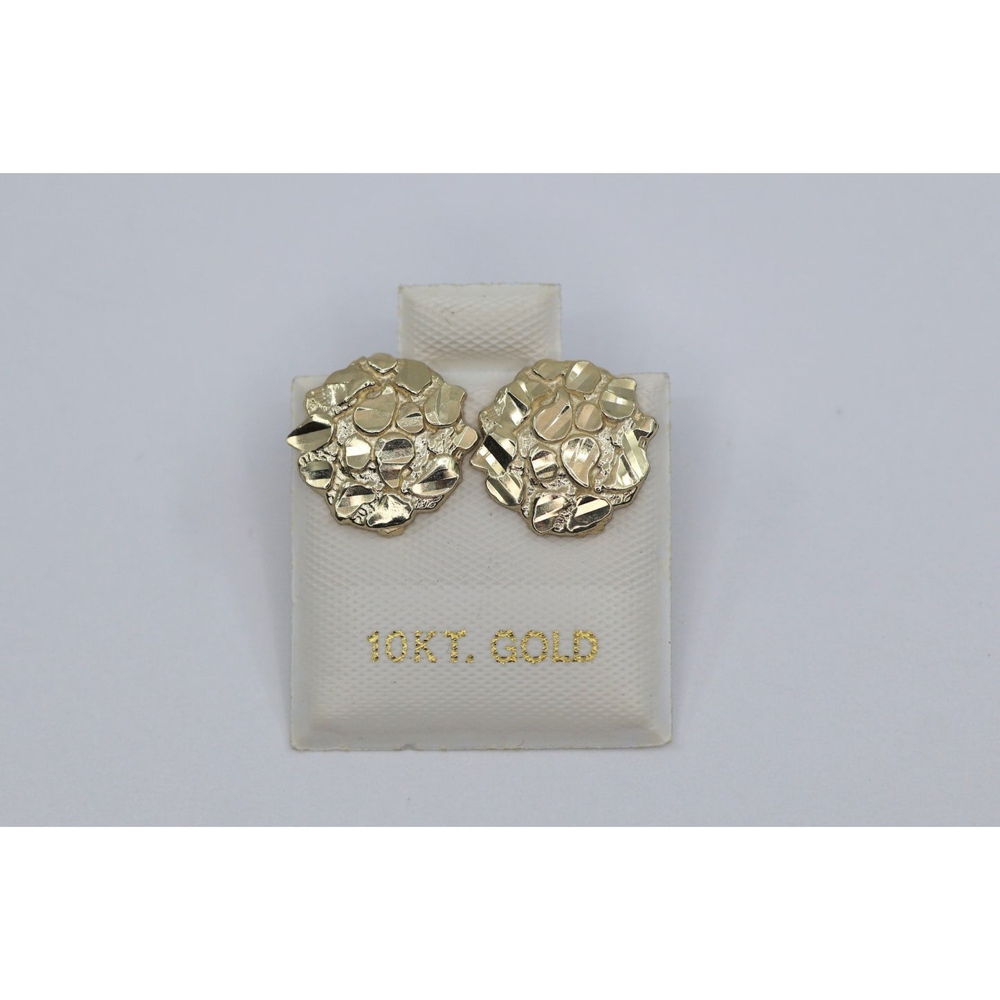 10K Yellow Gold Round Shaped Nugget Stud Earrings