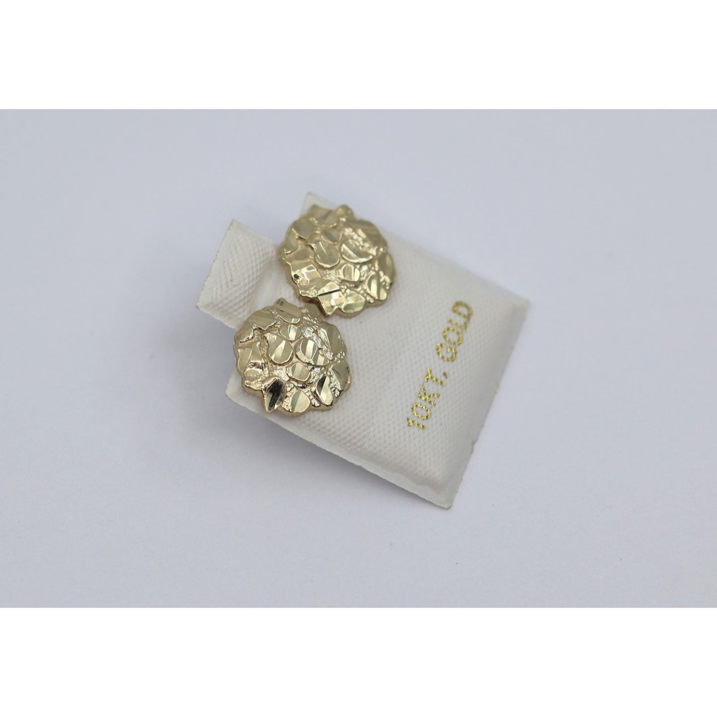 10K Yellow Gold Round Shaped Nugget Stud Earrings