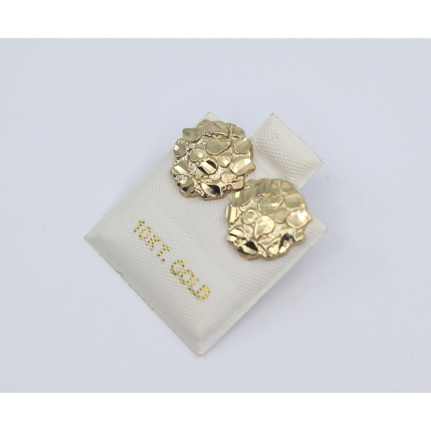 10K Yellow Gold Round Shaped Nugget Stud Earrings