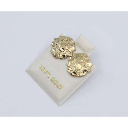 10K Yellow Gold Round Shaped Nugget Stud Earrings