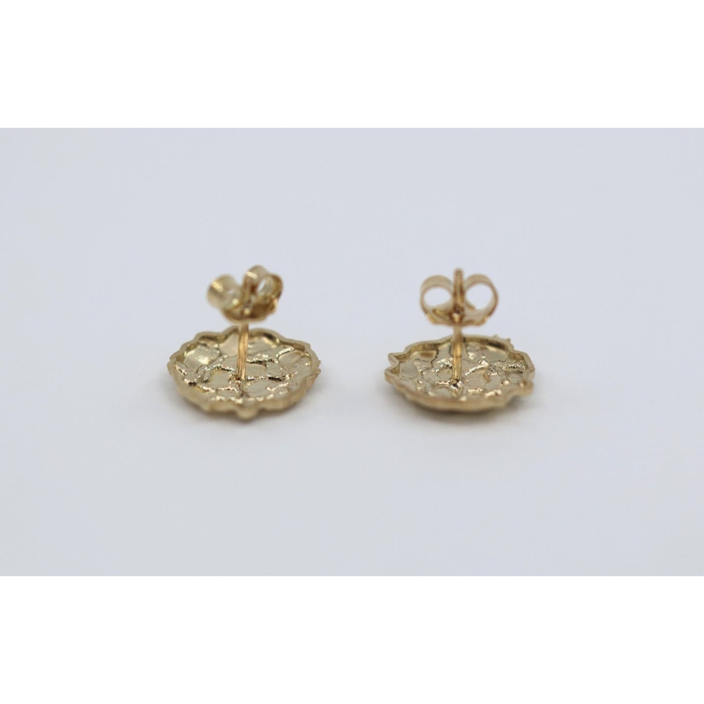 10K Yellow Gold Round Shaped Nugget Stud Earrings
