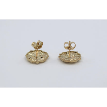 10K Yellow Gold Round Shaped Nugget Stud Earrings