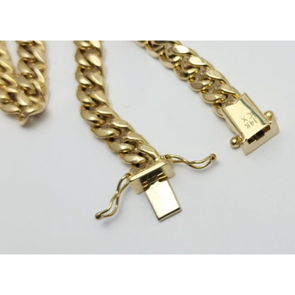 14K Solid Yellow Gold Cuban Link Chain Necklace