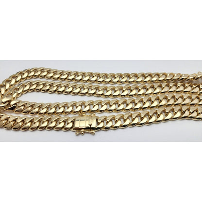 Large 14K Yellow Gold Cuban Link Chain Necklace