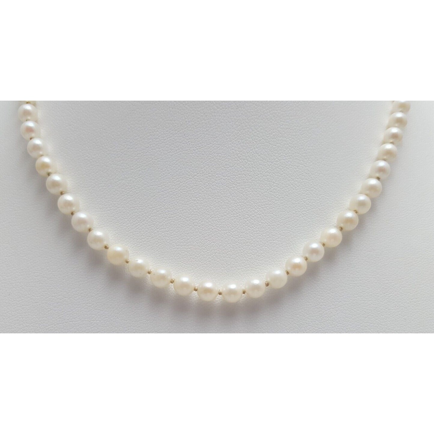 14K White Gold Pearl Choker Bead Ball Necklace