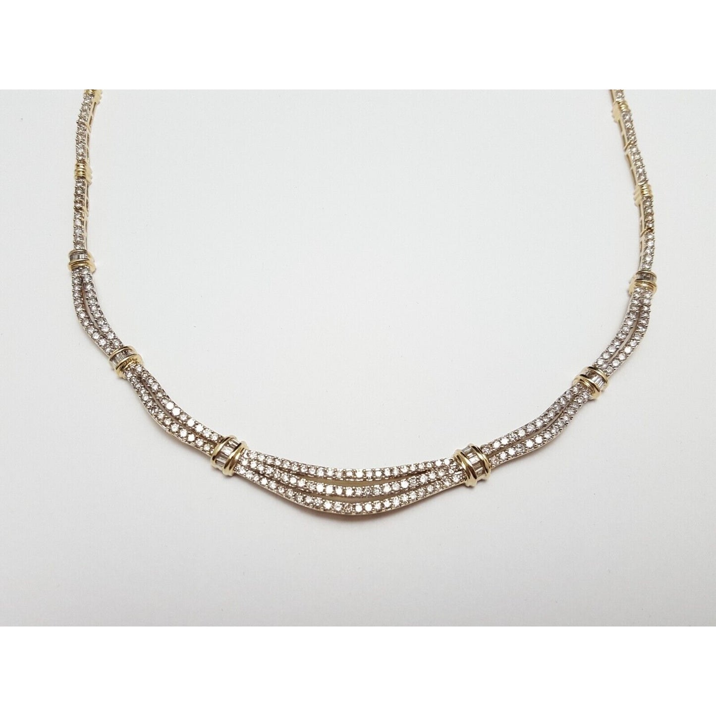 14K Yellow Gold Diamond Choker Link Chain Necklace