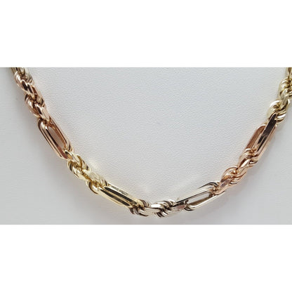 10K Two Tone Gold Designer Figarope Chain Necklace