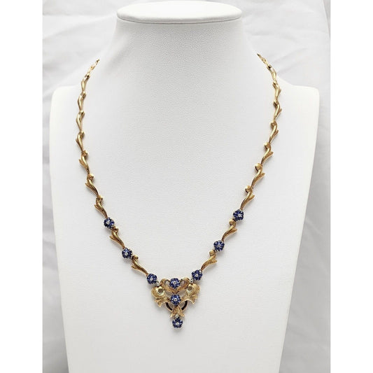 18K Yellow Gold Diamond & Sapphire Choker Chain Necklace