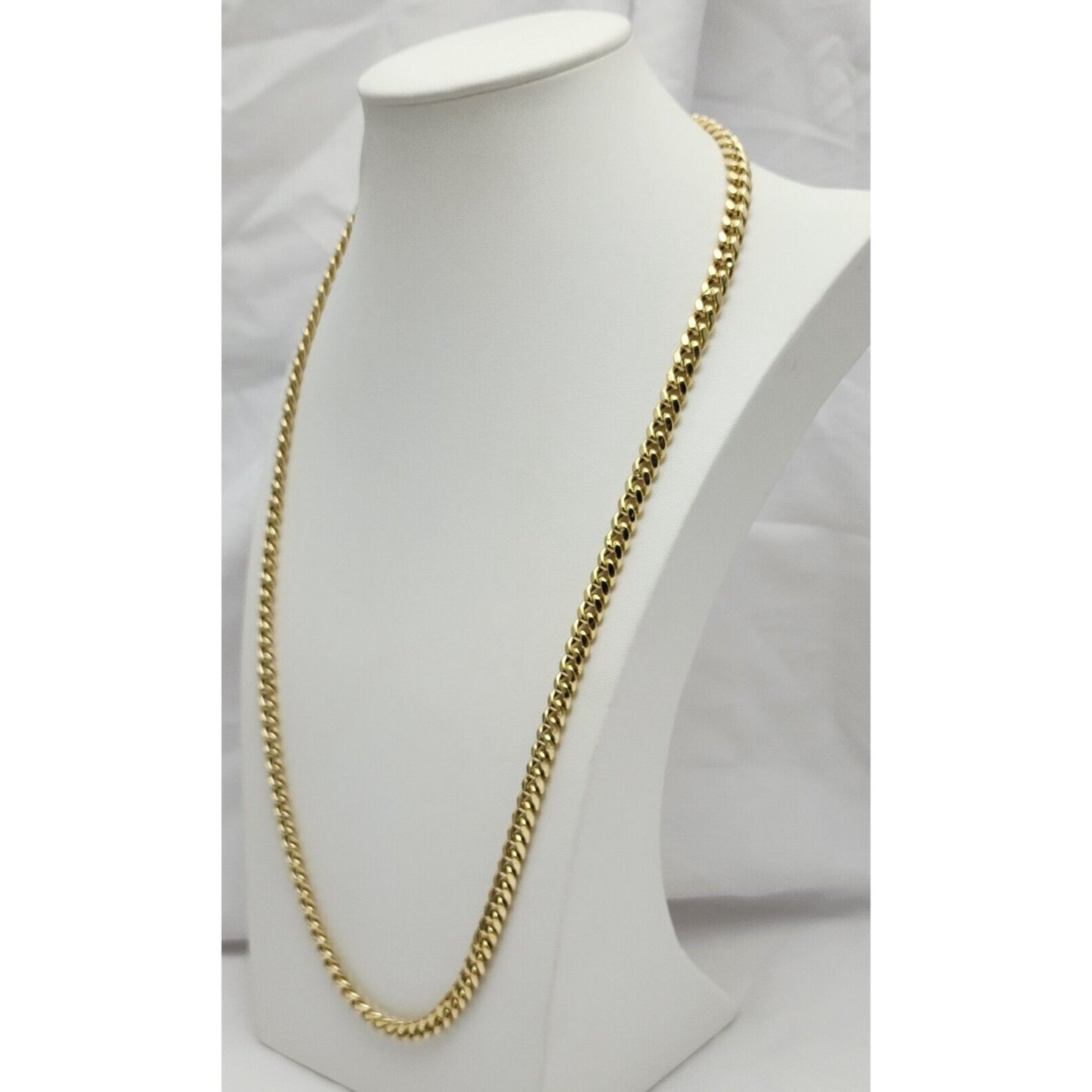 14K Solid Yellow Gold Cuban Link Chain Necklace