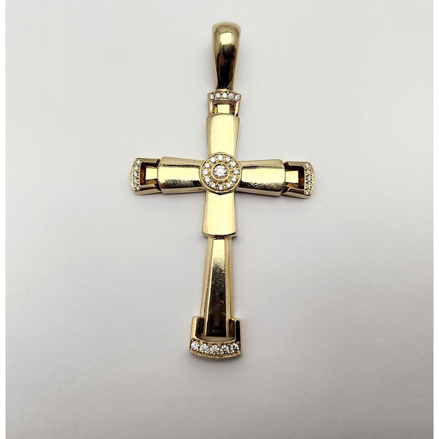 14K Yellow Gold Religious Diamond Motion Cross Charm Pendant