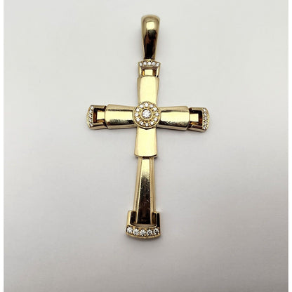 14K Yellow Gold Religious Diamond Motion Cross Charm Pendant