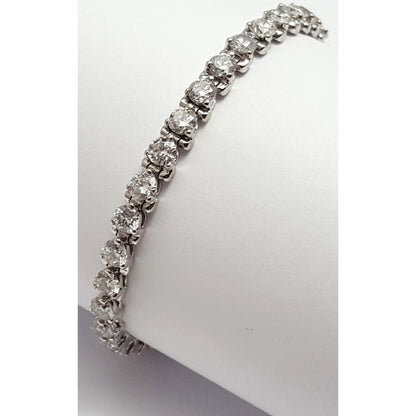 14K Solid White Gold Diamond Tennis Link Bracelet