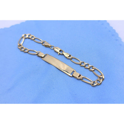 14K Yellow Gold Figaro Link ID Bracelet