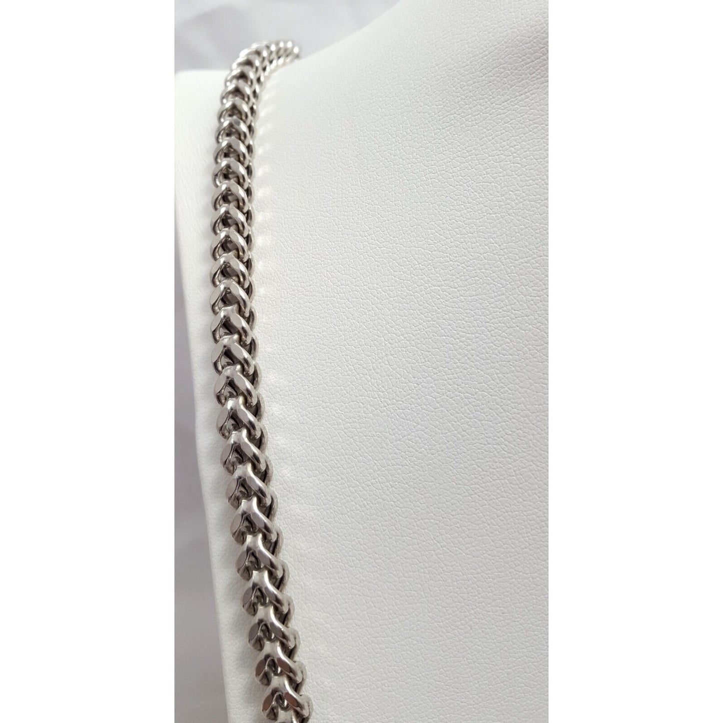 Large 10K White Gold Franco Link Chain Necklace