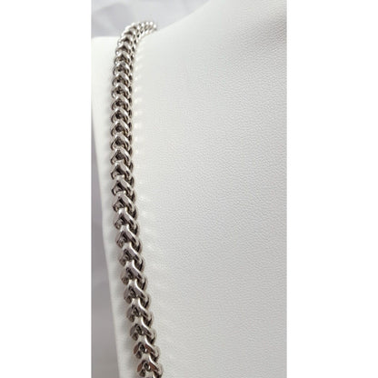 Large 10K White Gold Franco Link Chain Necklace