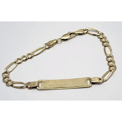 14K Yellow Gold Figaro Link ID Bracelet