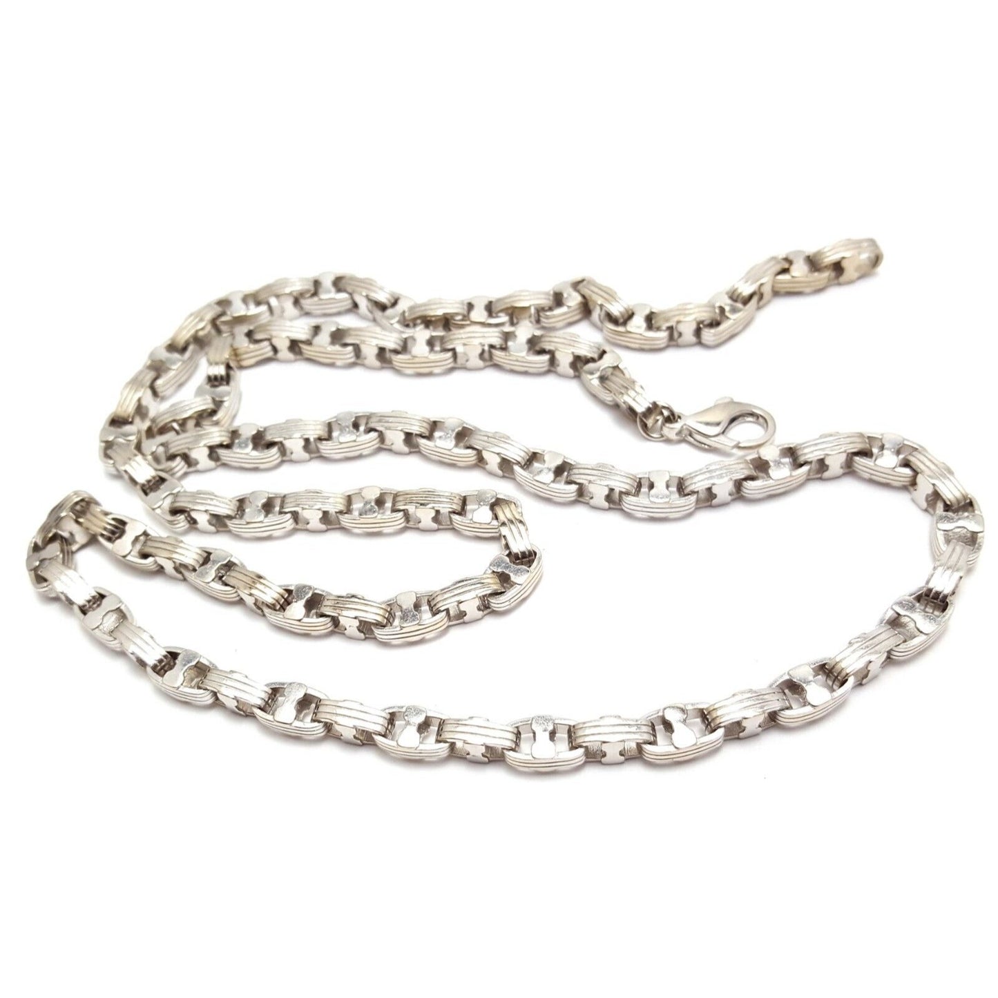 Large Heavy 18K White Gold Link Chain Necklace