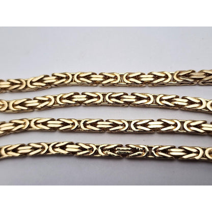 14K Yellow Gold Square Byzantine Link Chain Necklace