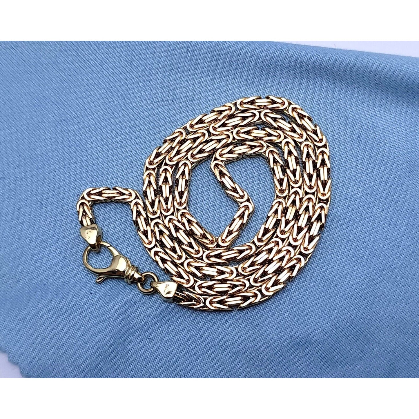 14K Yellow Gold Square Byzantine Link Chain Necklace