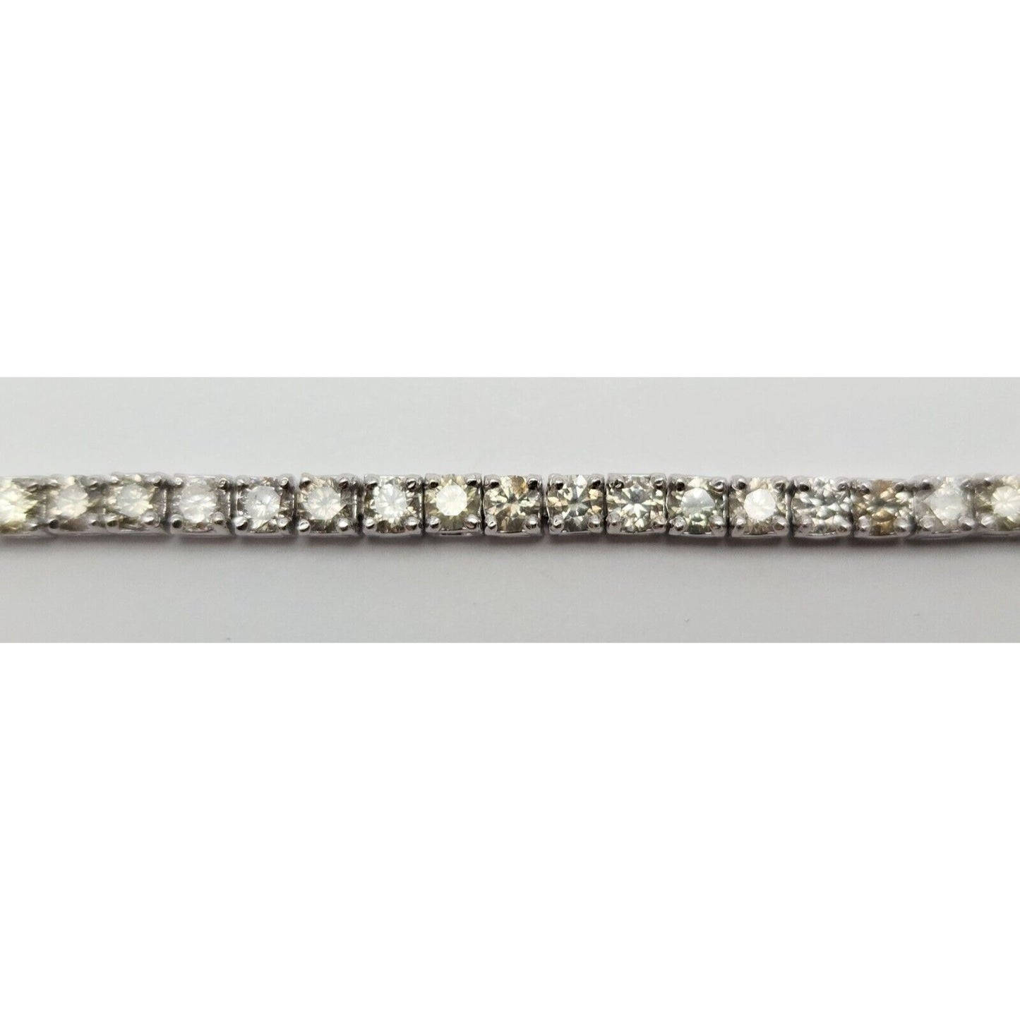 14K Solid White Gold Round Cut Diamond Tennis Link Bracelet