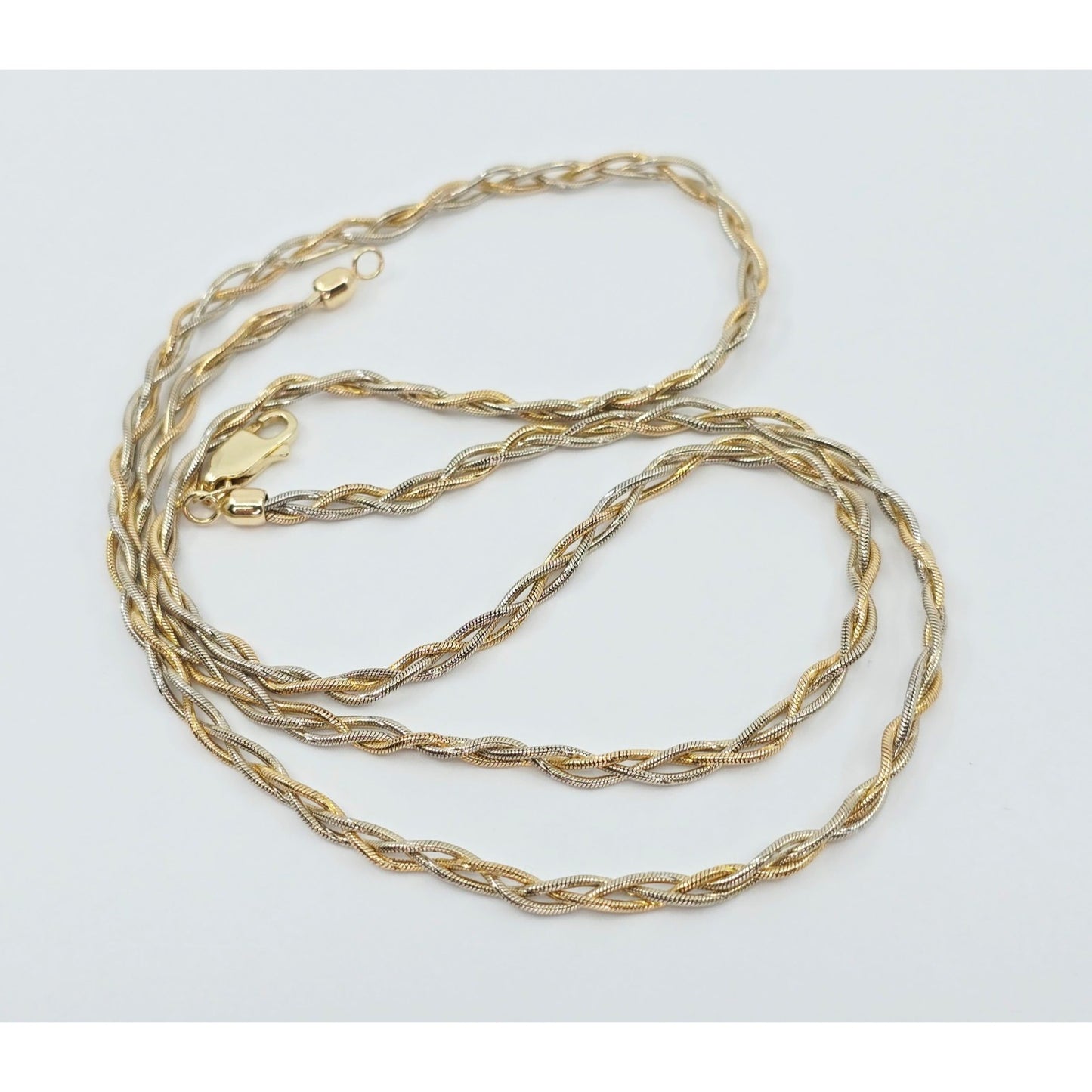 14K Two Tone Gold Twisted Snake Chain Necklace