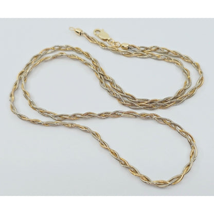 14K Two Tone Gold Twisted Snake Chain Necklace