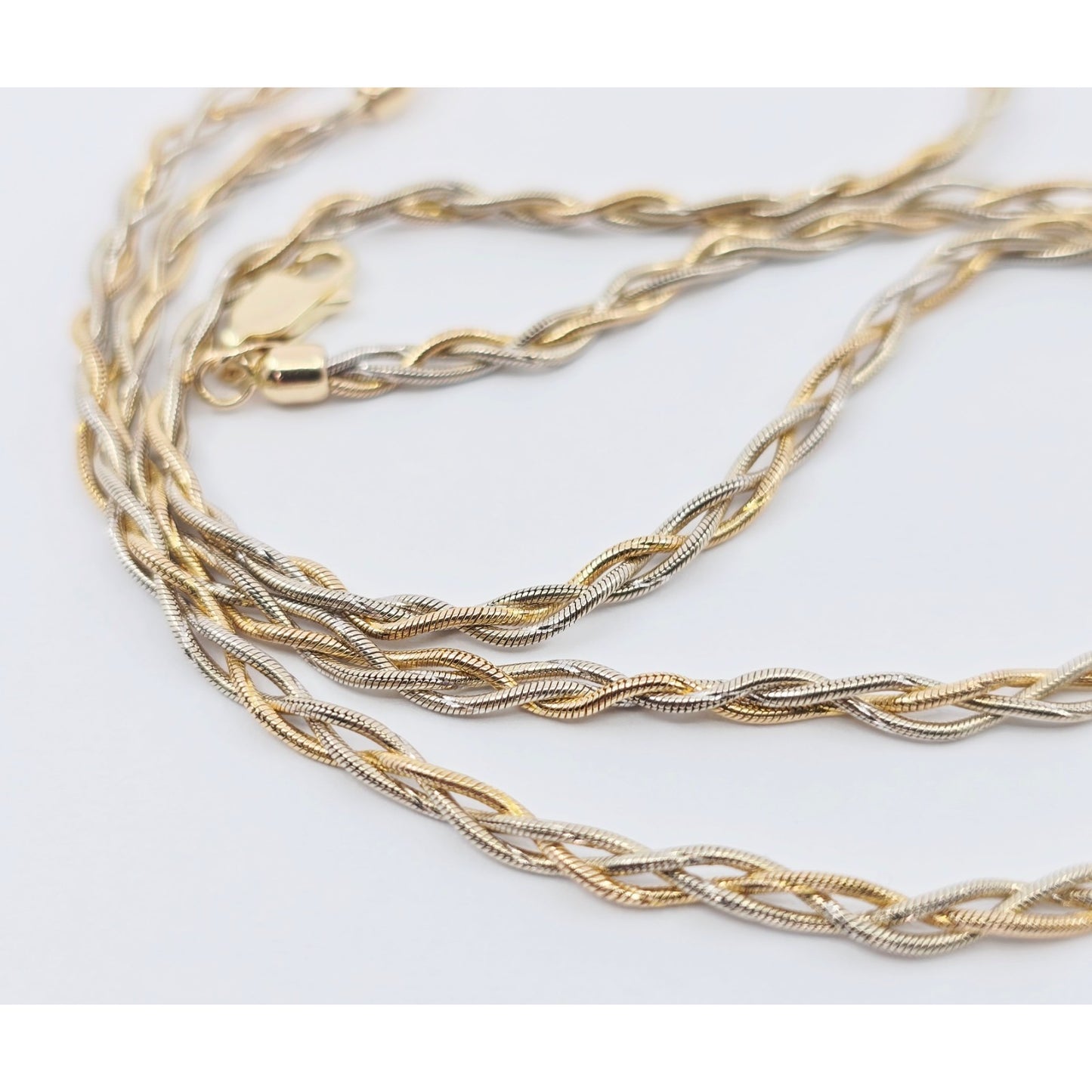14K Two Tone Gold Twisted Snake Chain Necklace