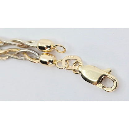 14K Two Tone Gold Twisted Snake Chain Necklace