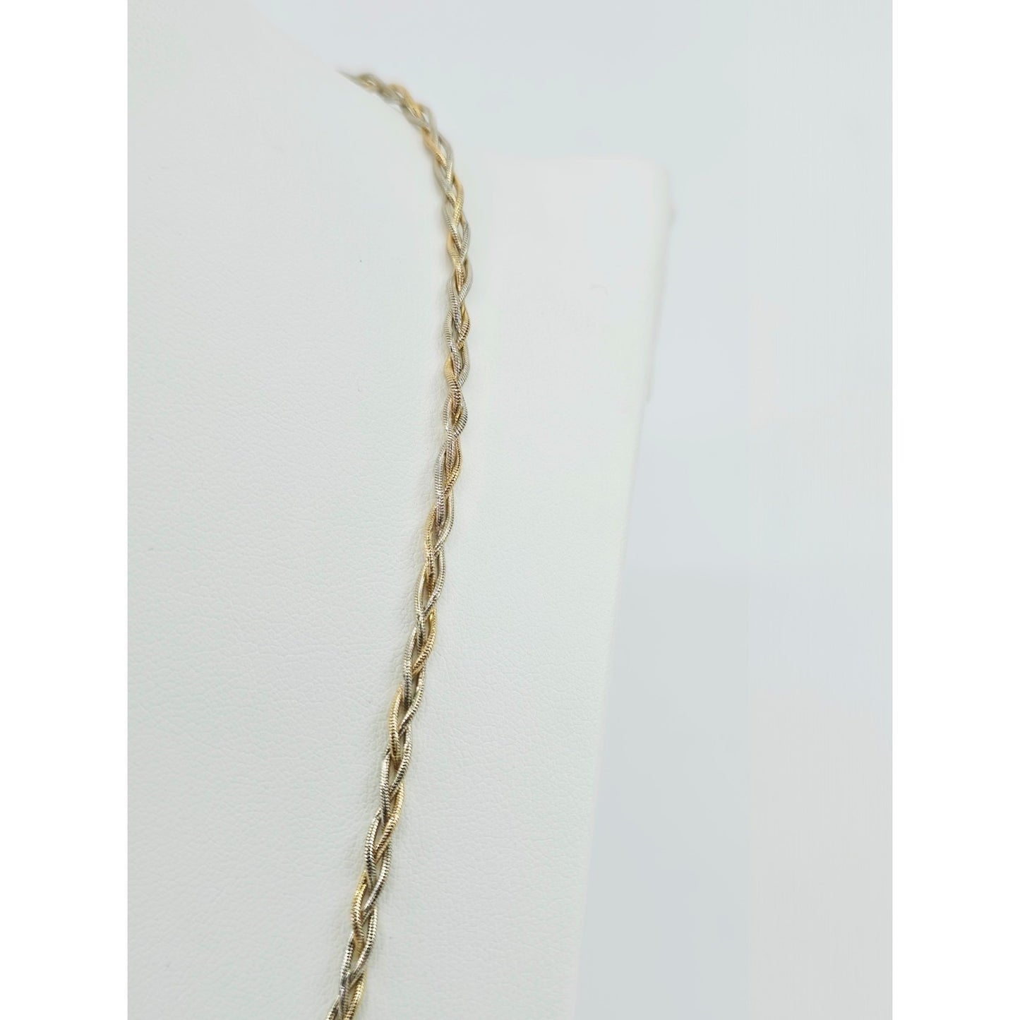 14K Two Tone Gold Twisted Snake Chain Necklace