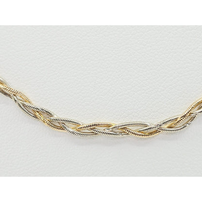 14K Two Tone Gold Twisted Snake Chain Necklace