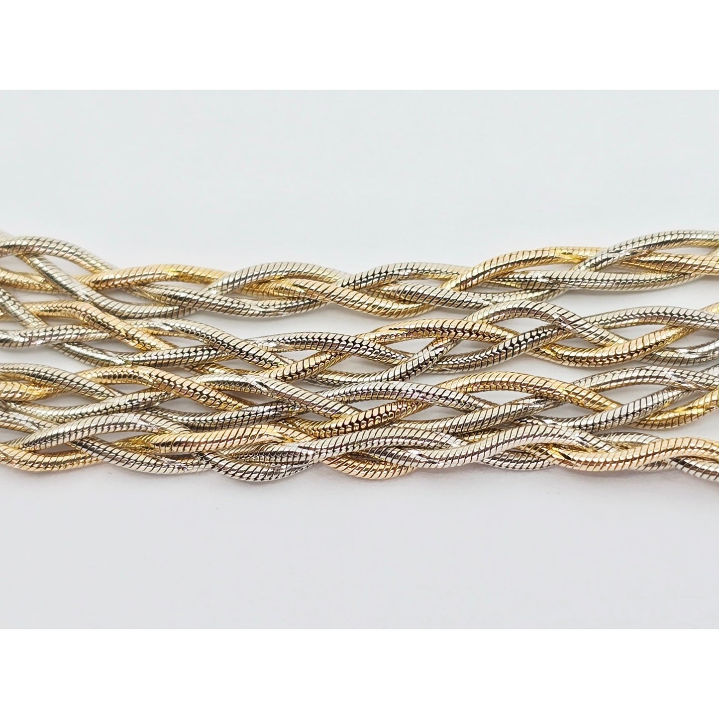 14K Two Tone Gold Twisted Snake Chain Necklace