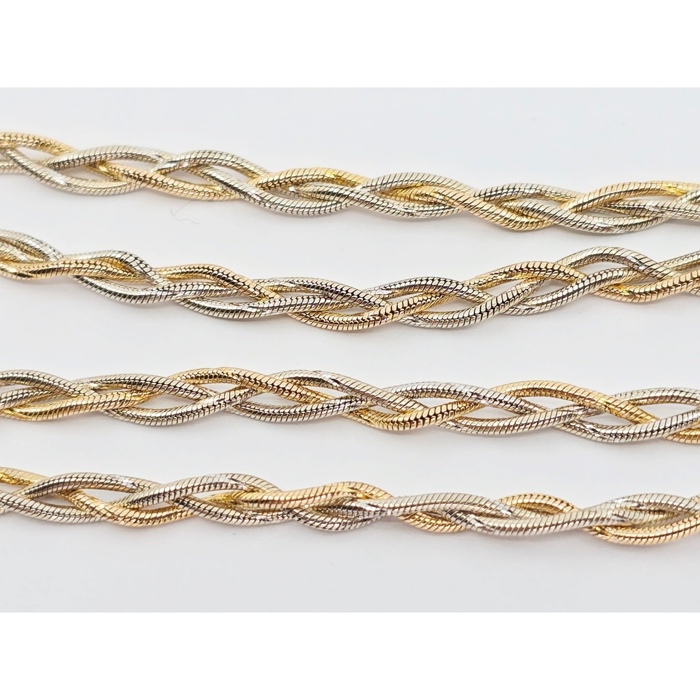 14K Two Tone Gold Twisted Snake Chain Necklace