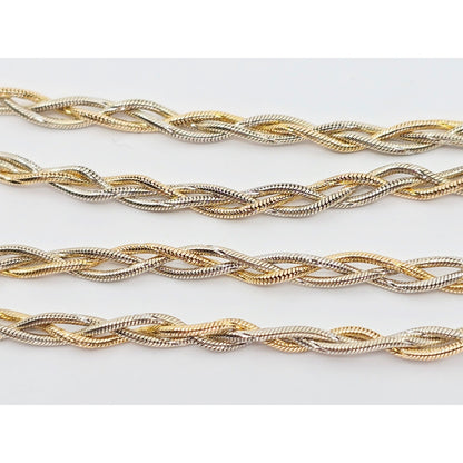 14K Two Tone Gold Twisted Snake Chain Necklace